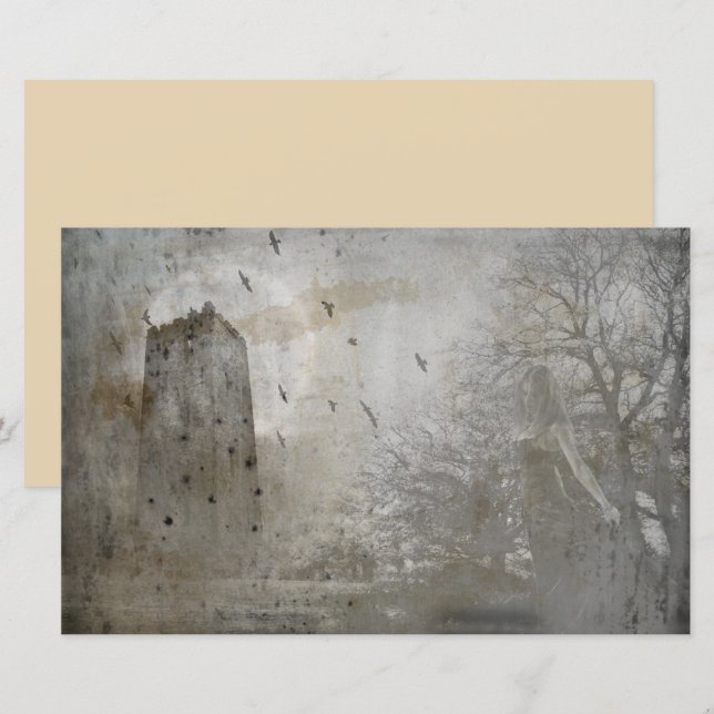 Vintage gammalt slott scrapbook decoupagepapper (Fram/baksida)