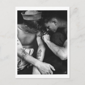 Vintage Gammusjsjömän med tatueringar Vykort