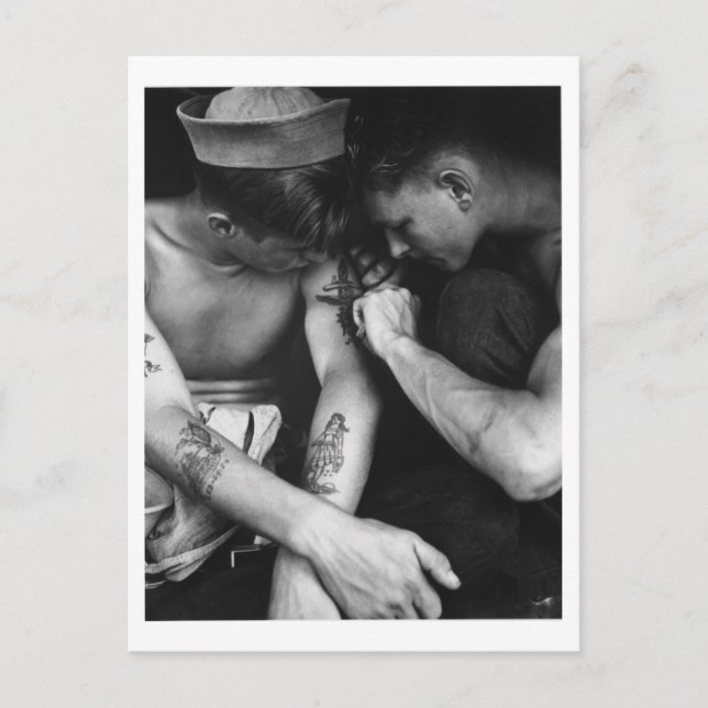 Vintage Gammusjsjömän med tatueringar Vykort (Framsida)