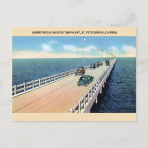 Vintage Gandy Bridge Tampa Bay Florida Vykort
