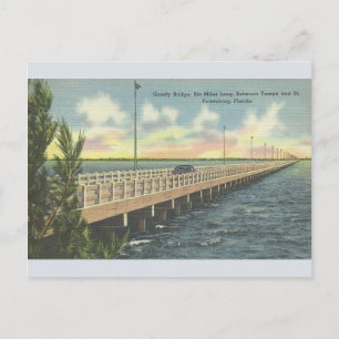 Vintage Gandy Bridge Tampa St. Petersburg Postcard Vykort