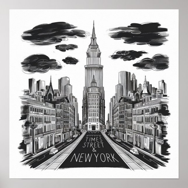 vintage gånger fyrkantig gatupenna teckning poster (Framsidan)