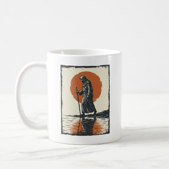 Vintage gångfigur solnedgångsreflektion vektor Ar Kaffemugg (Vänster)