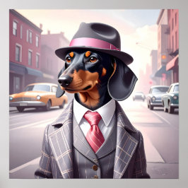 Vintage Gangster Dachshund Poster