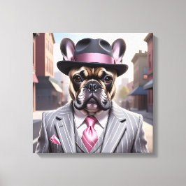 Vintage Gangster Fransk Bulldog Canvastryck