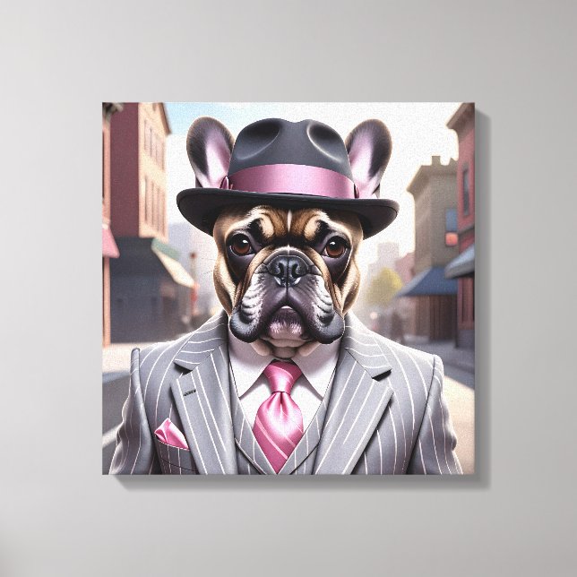 Vintage Gangster Fransk Bulldog Canvastryck (Framsida)