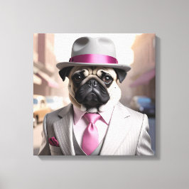 Vintage Gangster Pug Canvastryck