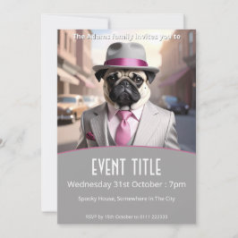 Vintage Gangster Pug Inbjudningar