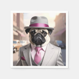 Vintage Gangster Pug Pappersservett