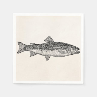 Vintage Gar Fish - Aquatic Fishall Template Blank Pappersservett