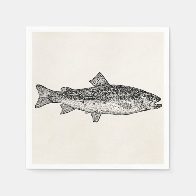 Vintage Gar Fish - Aquatic Fishall Template Blank Pappersservett (Framsidan)