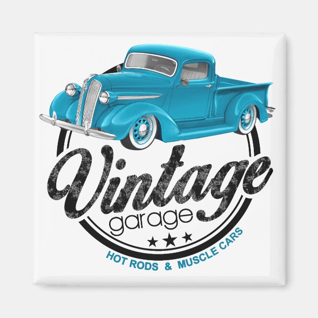 Vintage Garage Blue Magnet (Framsidan)