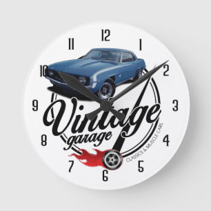 Vintage Garage Camaro Rund Klocka