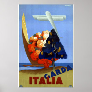 Vintage Garda Italien Europa Flygresor Affisch