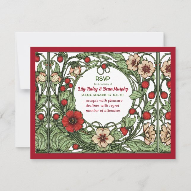 Vintage Garden Art nouveau Bröllop OSA Kort (Framsida)