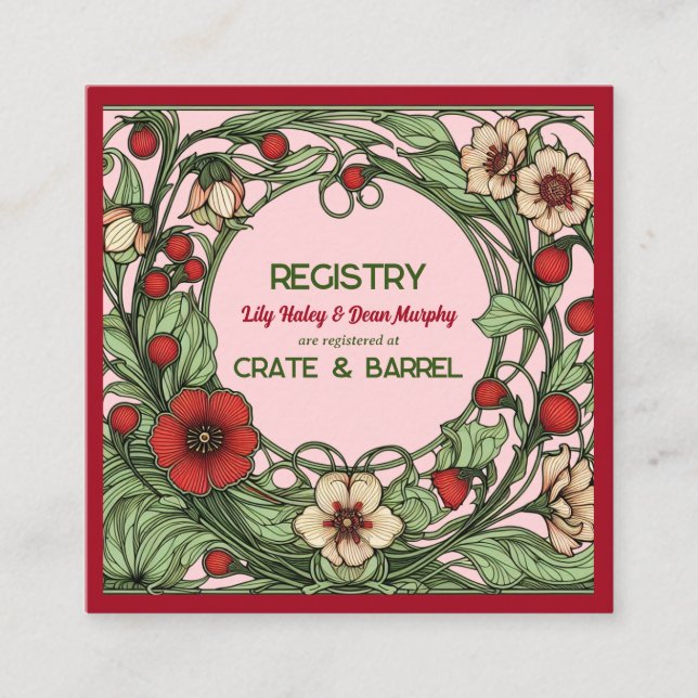 Vintage Garden Art nouveau Bröllop Tilläggskort (Framsida)