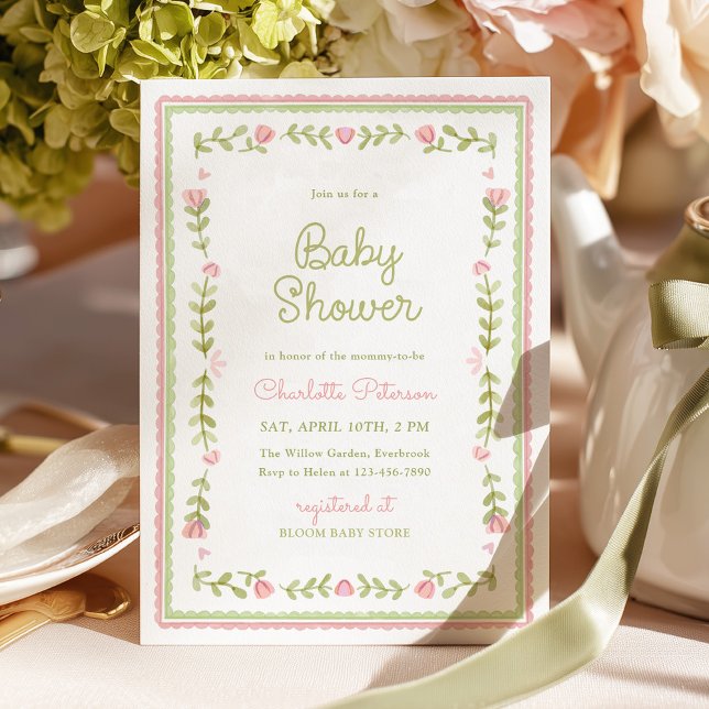 Vintage Garden Baby Shower Inbjudningar (Skapare uppladdad)