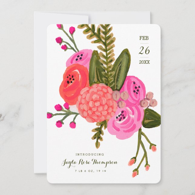 Vintage Garden Birth Notice cement Meddelande (Framsida)