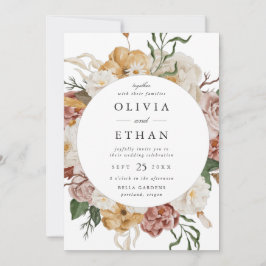 Vintage Garden Blommigt Circle Ram Bröllop Inbjudningar