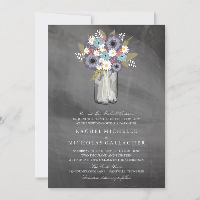 Vintage Garden Blommigt Mason | Bröllop Inbjudningar (Framsida)
