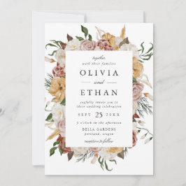 Vintage Garden Blommigt Ram Bröllop Inbjudningar