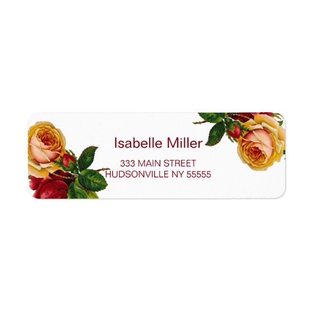 Vintage Garden Blommigt Returadress Etikett (Framsidan)