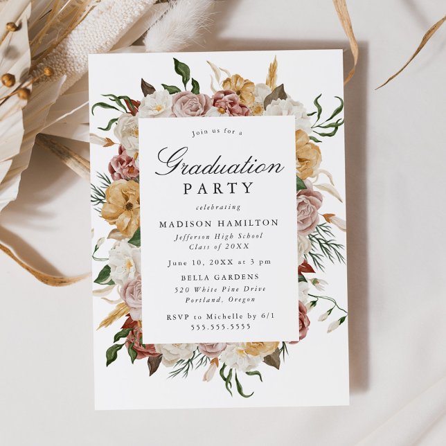 Vintage Garden Blommigt Studentfest Inbjudningar (Skapare uppladdad)