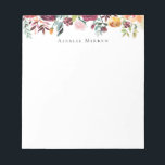 Vintage Garden Burgundy Blommigt Anteckningsblock<br><div class="desc">Vintagen inspirerade blommor och löv från vattenfärgsodlingar,  personligens anteckningsblock.</div>
