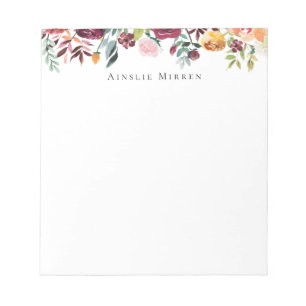 Vintage Garden Burgundy Blommigt Anteckningsblock