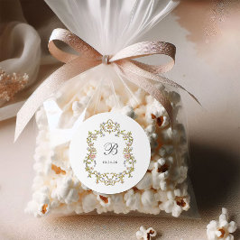 Vintage Garden | Colorful Luxe Bröllop Monogram Runt Klistermärke