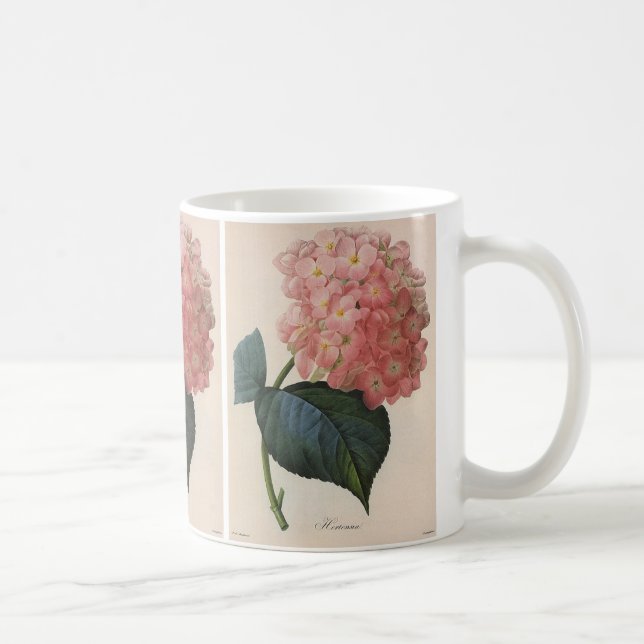 Vintage Garden Flowers, Rosa Hydrangea Hortensia Kaffemugg (Höger)