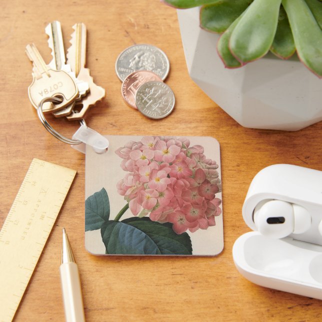 Vintage Garden Flowers, Rosa Hydrangea Hortensia Nyckelring (Skrivbord)