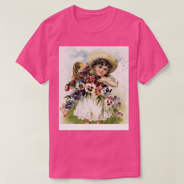 Vintage Garden Girl T Shirt (Design framsida)