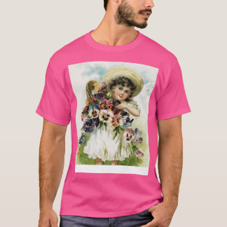 Vintage Garden Girl T Shirt