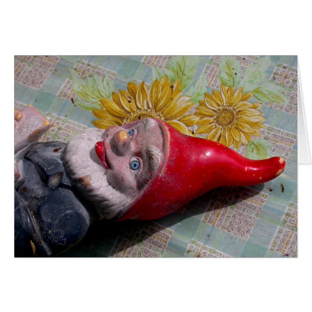 Vintage Garden Gnome Hälsningskort (Framsidan Horizontal)