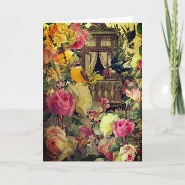 Vintage Garden Greeting Card Blank Inside Kort (Framsida)