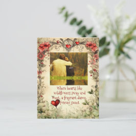 VINTAGE GARDEN HEART MED FOTO, SVETSKOT KÄRLEK VYKORT