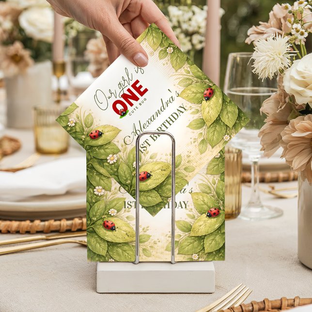 Vintage Garden Lady Bug 1st Birthday Pappersservett (Skapare uppladdad)