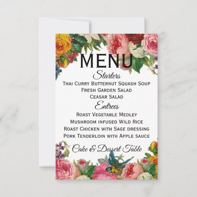 Vintage Garden Menu (helt anpassade) Inbjudningar (Framsida)