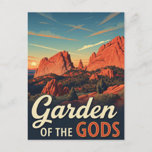 Vintage Garden of the Gods Colorado Travel Vykort