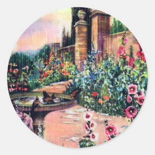 Vintage Garden Rain Runt Klistermärke