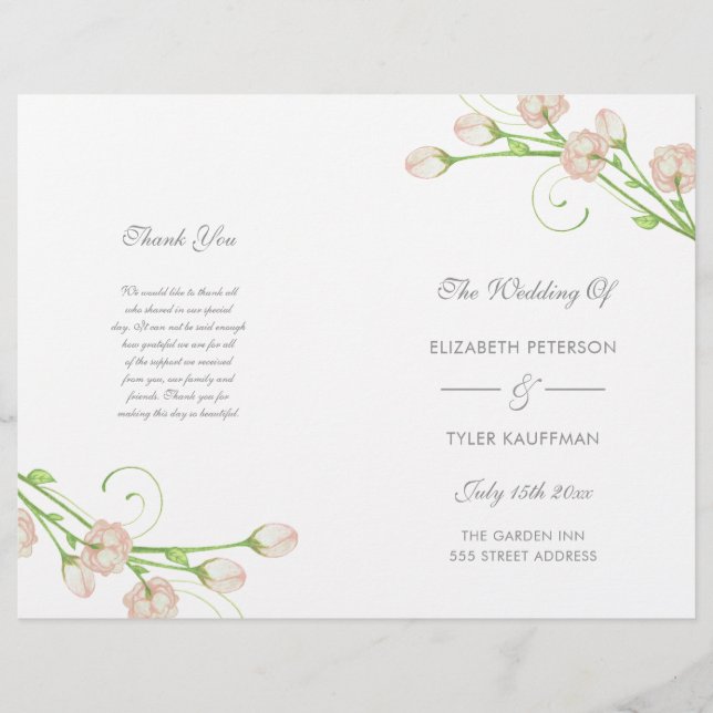 Vintage Garden Ro - bröllopsprogram (Framsida)