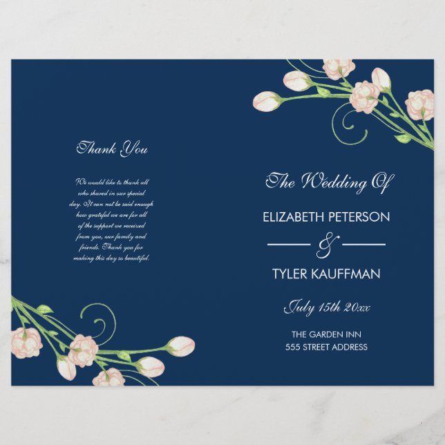 Vintage Garden Ro - bröllopsprogram (Framsida)