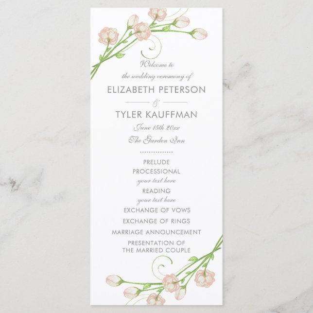 Vintage Garden Ro Bröllopsprogram Program (Framsida)
