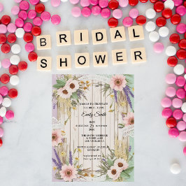 Vintage Garden Rustic Floral Lace Bridal Shower Inbjudningar