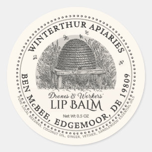 Vintage Garden Skep Beeswax Lip Balm-etikett Runt Klistermärke