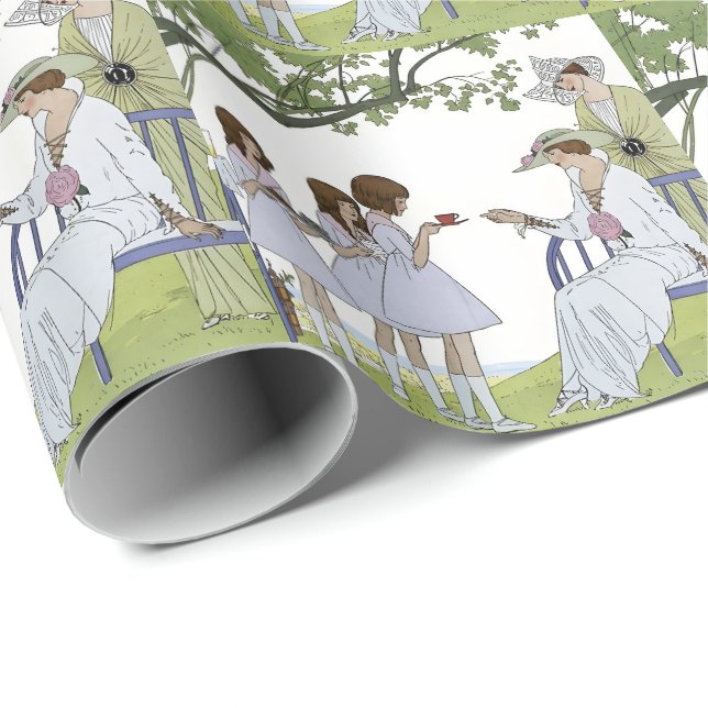 Vintage Garden Tea Party  Presentpapper (Rullad Hörn)