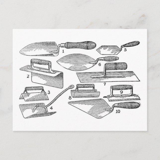 Vintage Garden Verktyg Vykort (Framsida)