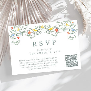 Vintage Garden Watercolor QR Code Bröllop OSA Kort