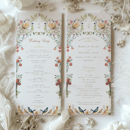 Vintage Garden Wedding Ceremony-programmet Inbjudningar